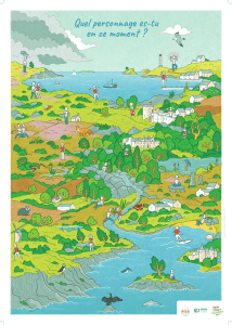 Poster illustré représentant les différents milieux de la bretagne